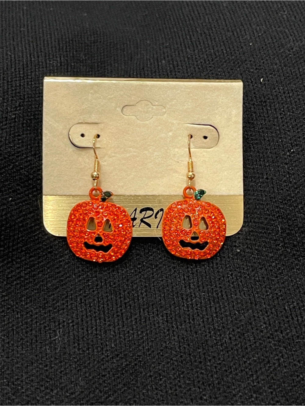 Halloween Orange Pumpkin Jack o Lantern Dangle Earrings